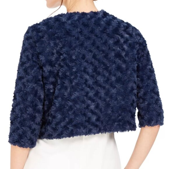 NEW! Robbi‎ Bee Open Cardigan Top Navy Soft Plush PS Polyester Half Sleeves $49 - Picture 9 of 13